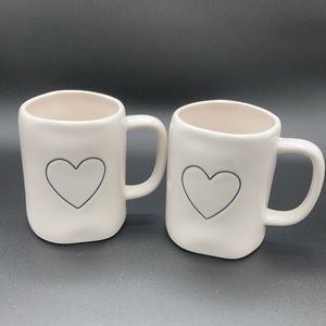 Rae Dunn 16 Ounce Heart Mugs - Set of 2